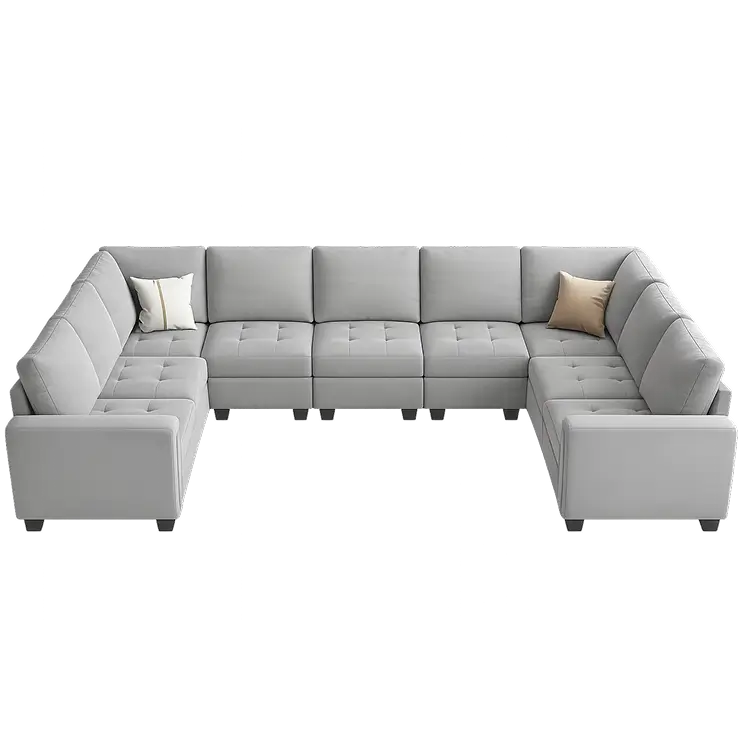 8-9-seater U-shaped couch cleaning price card in Raleigh, NC for large sectional upholstery cleaning service.