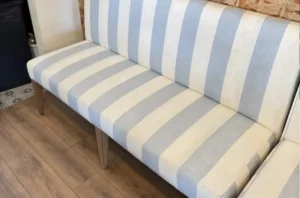 Striped bench seats bright and clean again after professional upholstery cleaning in Atlanta, GA by Couch Steamers