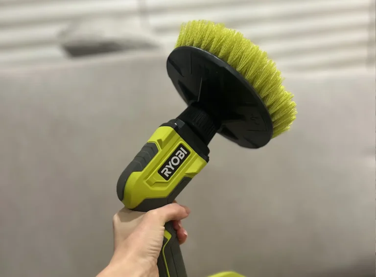 Upholstery agitation brush used on fabric furniture during pre-treatment and stain loosening before extraction cleaning.