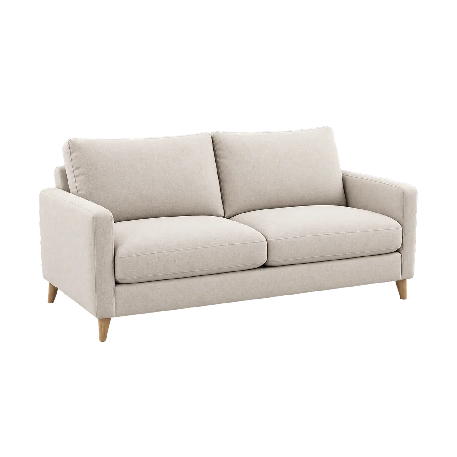 Fresh, clean cream 2-seater sofa. Our couch cleaning removes dust and dirt to keep your small couch soft and bright.