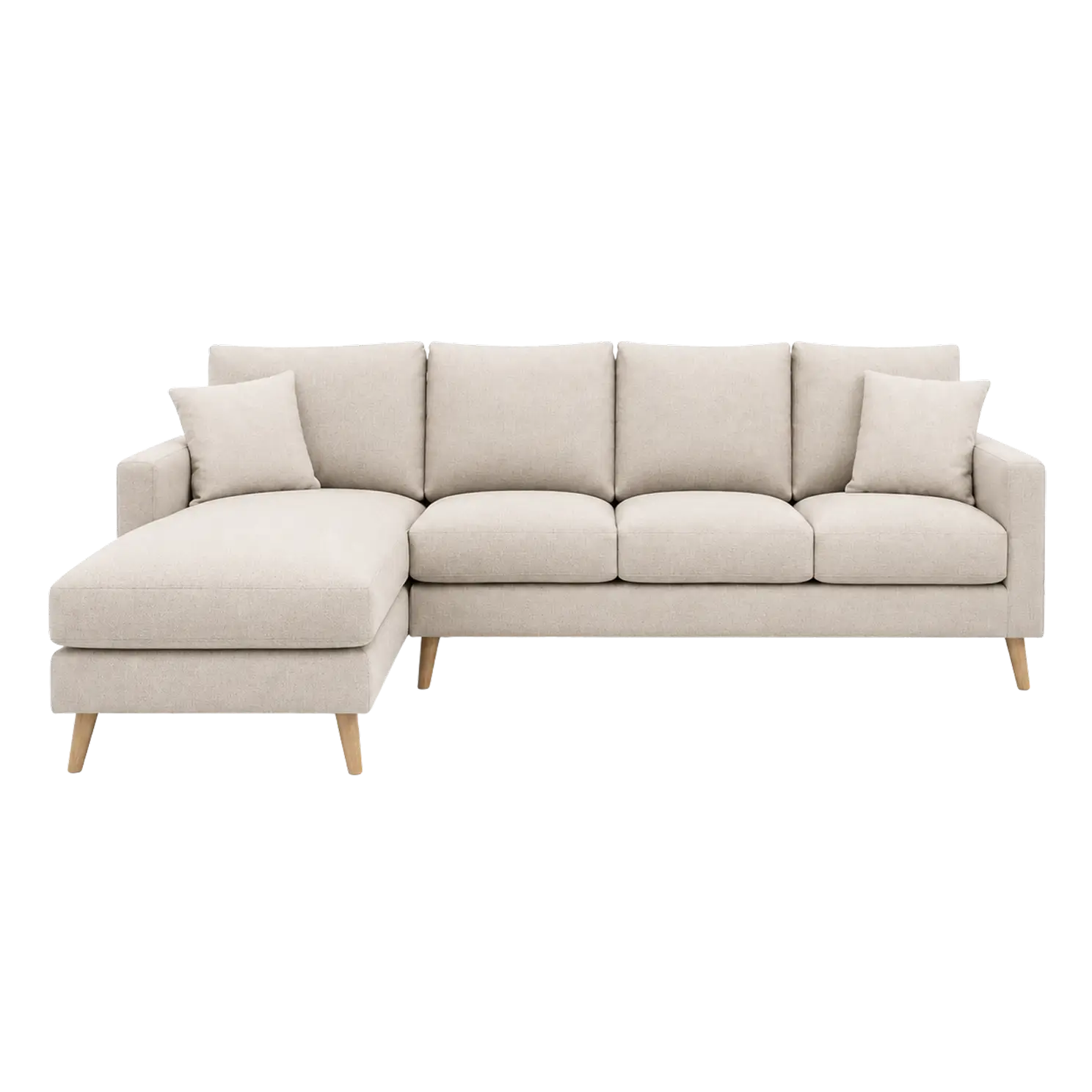 Light 4-seater couch with chaise, spotless again. Our couch cleaning services reach every cushion and corner with care.