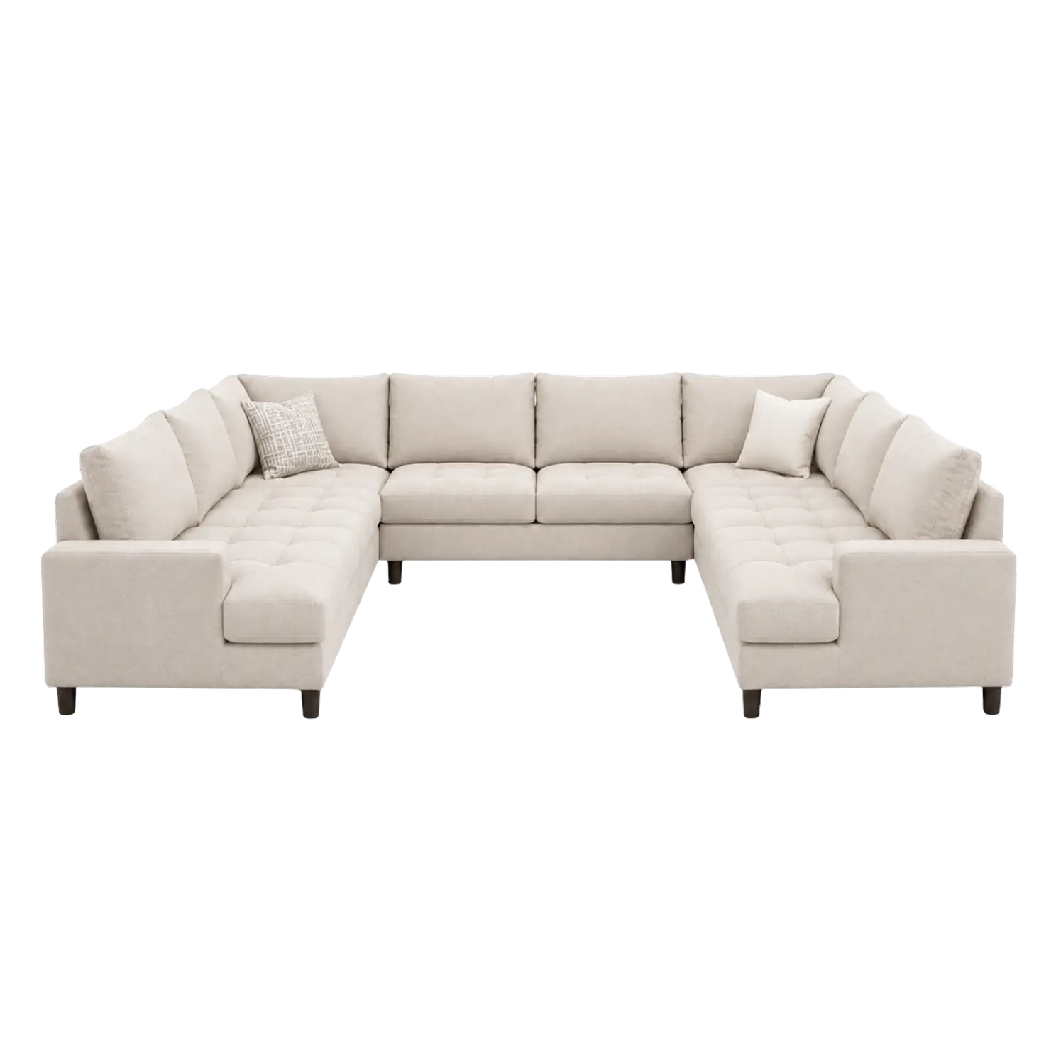 Huge cream 8 to 9 seater U-shaped couch, fresh again. Our couch stain removal erases marks so it looks bright and clean.
