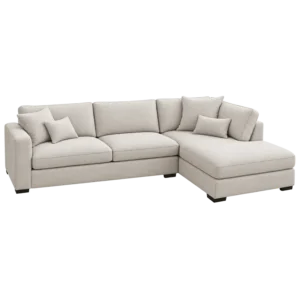 Clean gray sectional sofa after couch cleaning, showing how we lift dirt and stains to keep your fabric fresh, soft, and healthy.