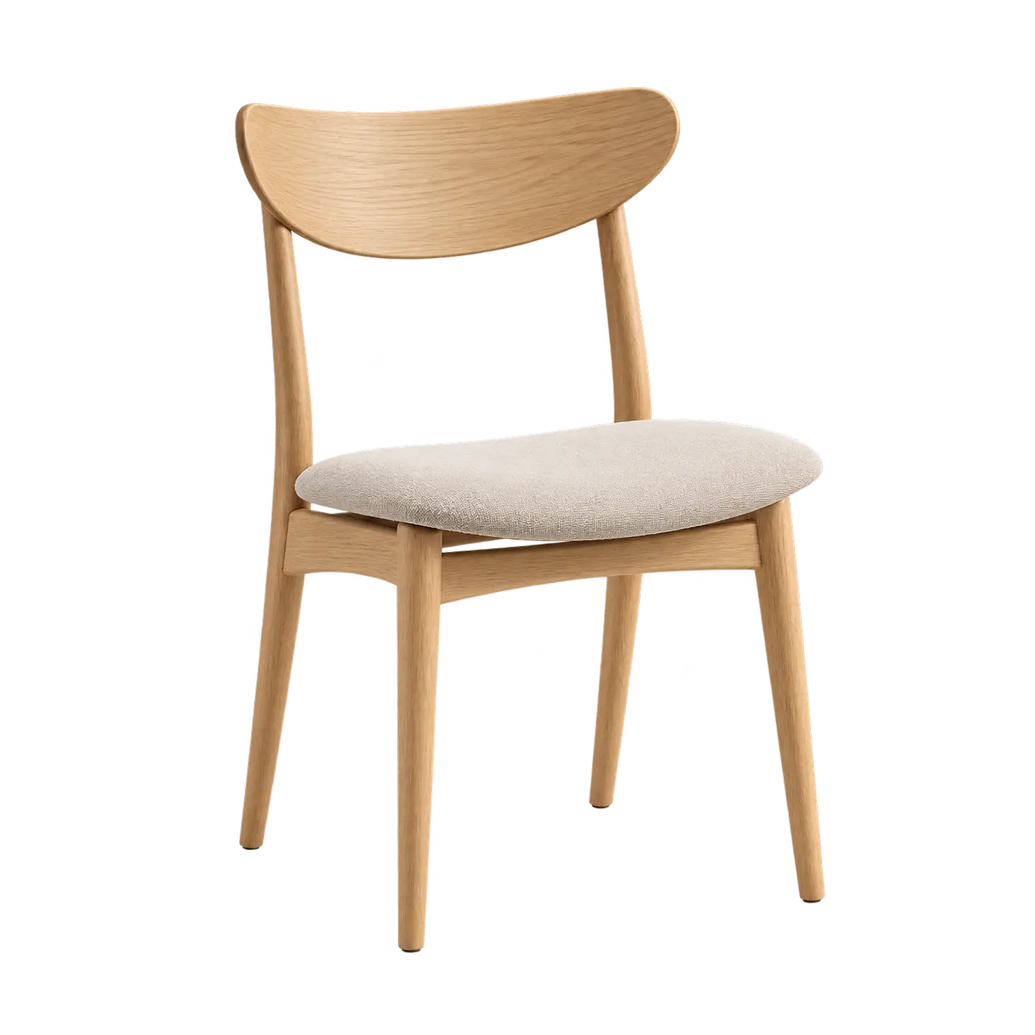 Wooden dining chair with the padded seat freshly cleaned, cushion soft again and the natural wood frame kept safe and looking new.