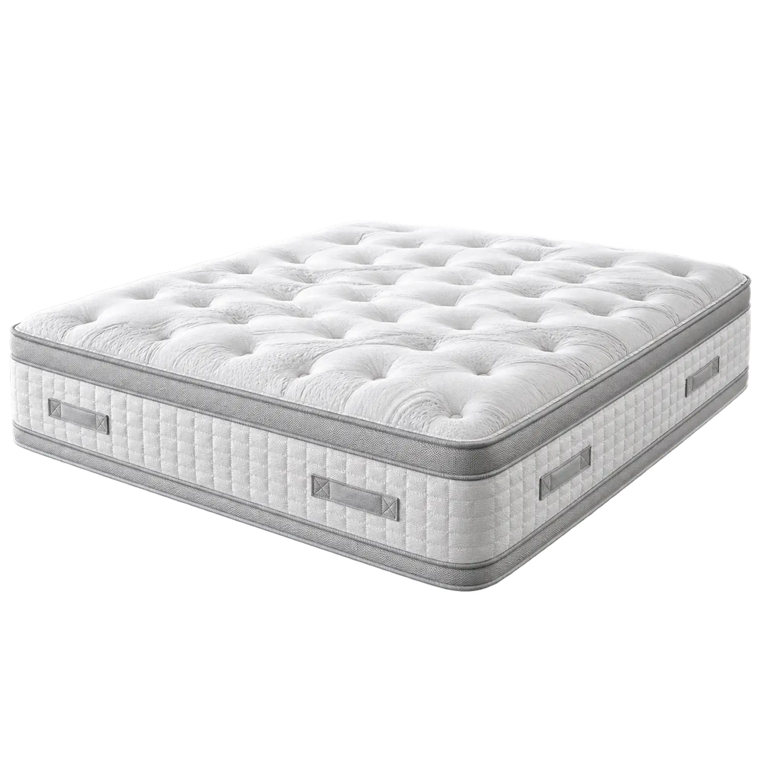 King mattress after mattress deep cleaning, with pillow-top layers refreshed, allergens removed, and the whole surface left clean and healthy.