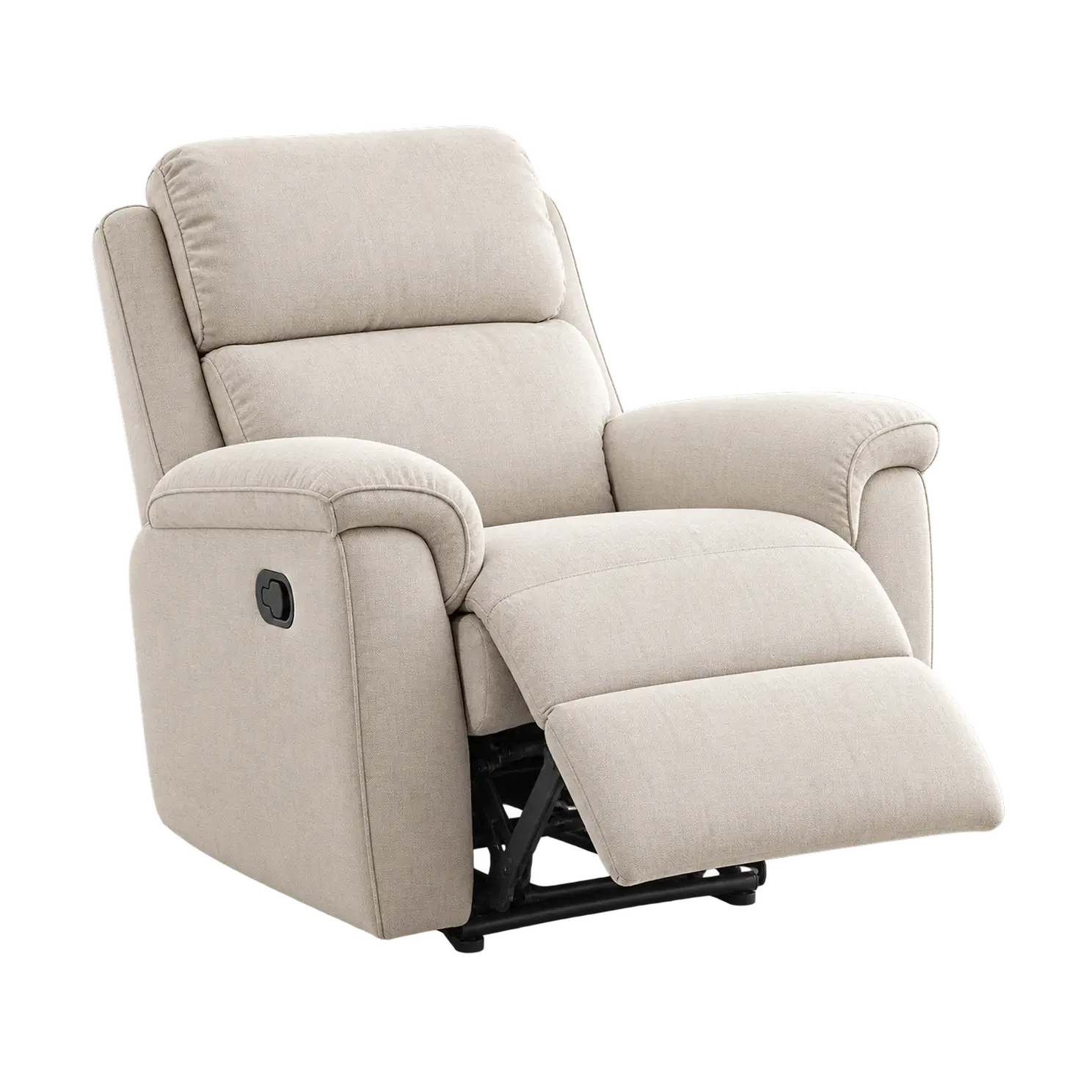 Reclined chair cleaned inside and out, seams and footrest refreshed, proving how careful shampooing chair care removes hidden dust and grime.