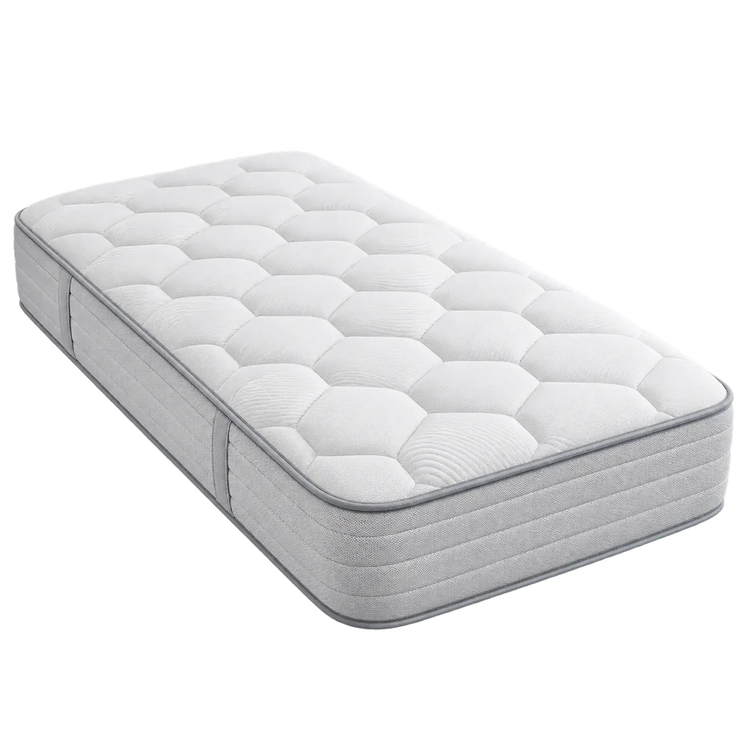 Freshly cleaned twin mattress after steam mattress cleaning, with dust and sweat lifted from deep inside the fibers, left fresh and dry.