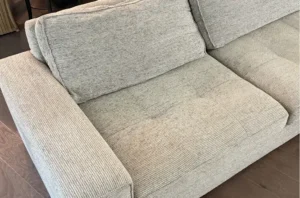 Light gray sofa with restored color and no visible spots after couch cleaning services from Couch Steamers